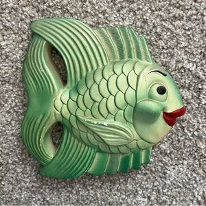 Vintage 1960’s Chalkware Kitschy Fish Wall Plaque